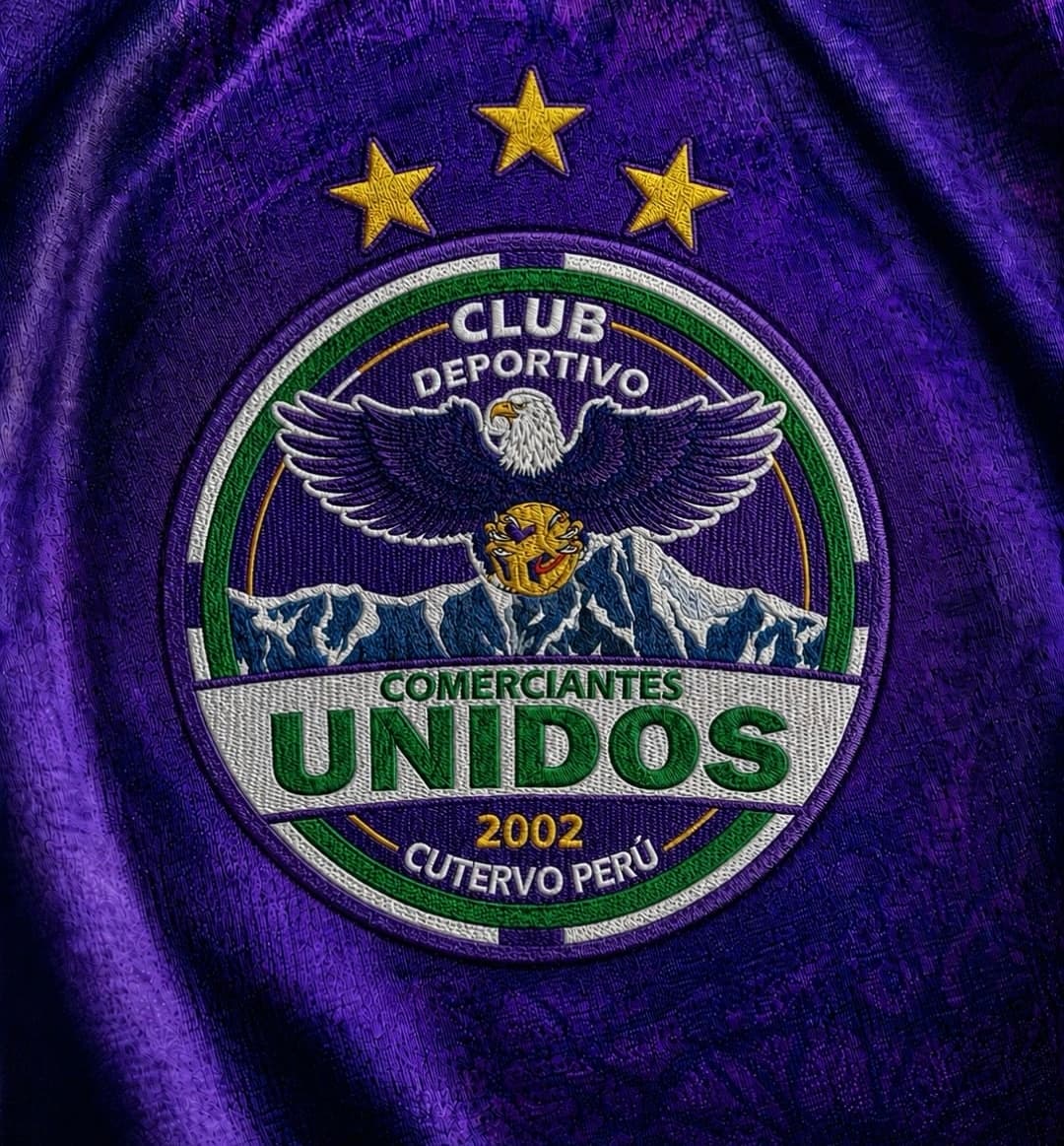 Foto del escudo de Comerciantes Unidos antes del partido contra Juan Pablo II